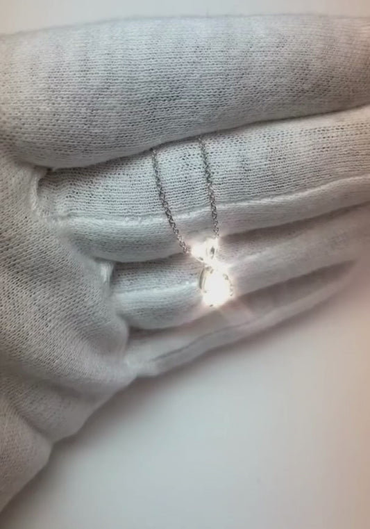 Collana con ciondolo solitario Diamante da 1 carati con taglio a pera in oro bianco 14 carati