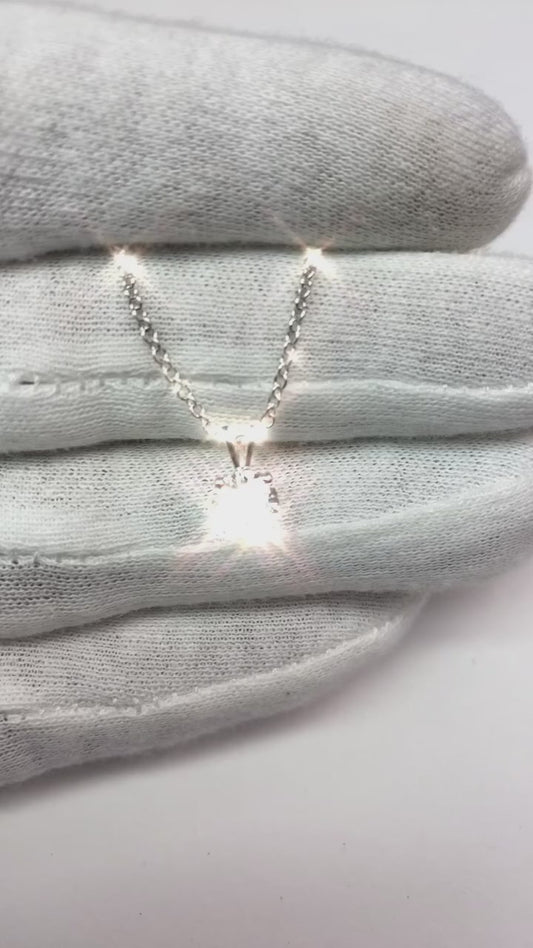 Pendente Per Collana Con Genuino Diamante Solitario Rotondo Da 1 Carato In Oro Bianco 14K