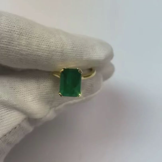 Anello solitario verde smeraldo 3 carati oro giallo 14k gioielli con pietre preziose