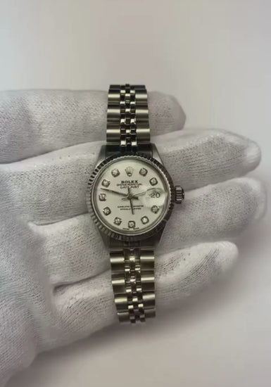 Quadrante con diamanti bianchi Rolex Date Just orologio Bracciale giubileo acciaio inossidabile