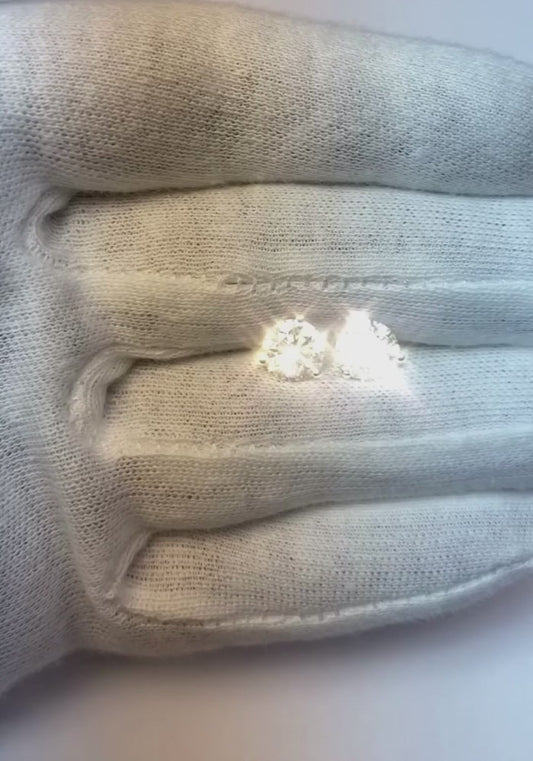 Orecchini a lobo con diamanti in oro bianco massiccio 14 carati da 3.5 ct