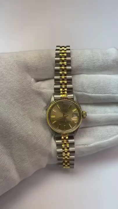 Orologio da donna Rolex Datejust con quadrante liscio e lunetta bicolore