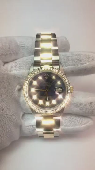 Datejust Rolex da uomo in oro giallo e acciaio inossidabile, orologio bicolore, impostazione rapida