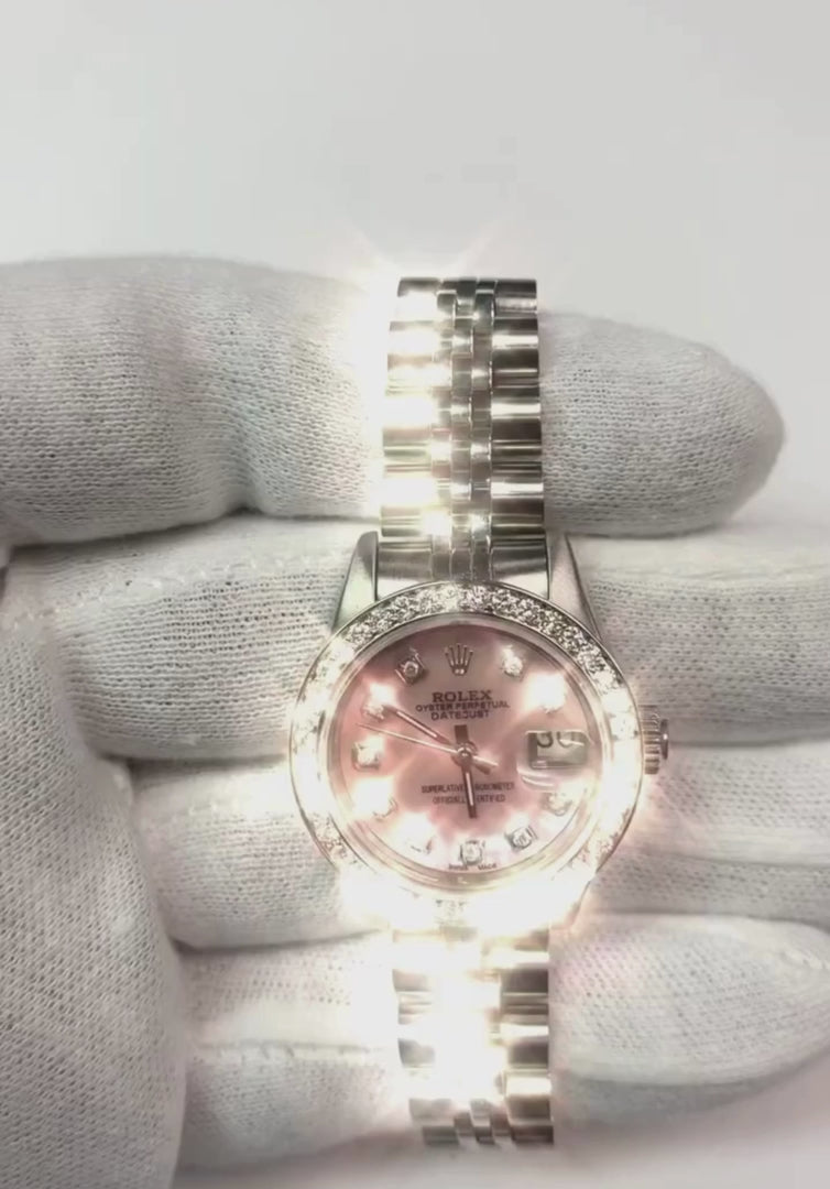 Rolex Datejust Orologio quadrante in madreperla con diamanti e lunetta acciaio inossidabile