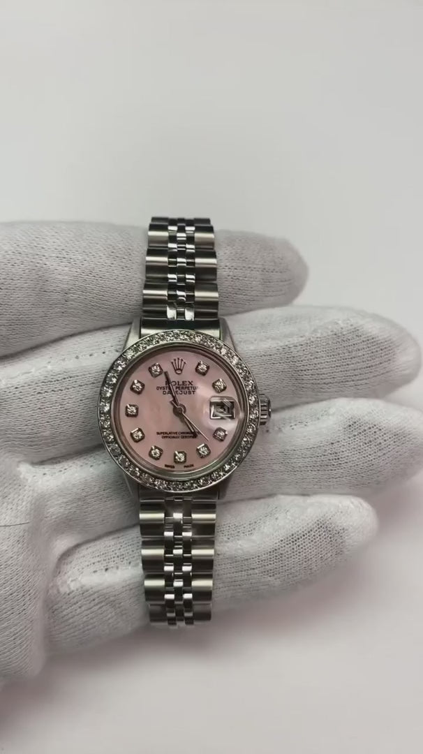 Orologio Rolex Datejust in acciaio inossidabile Bracciale giubileo Quadrante con diamanti Lunetta Donna