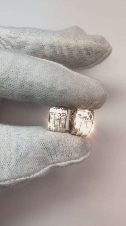 Orecchini a cerchio da donna con diamanti taglio principessa da 2,7 ct