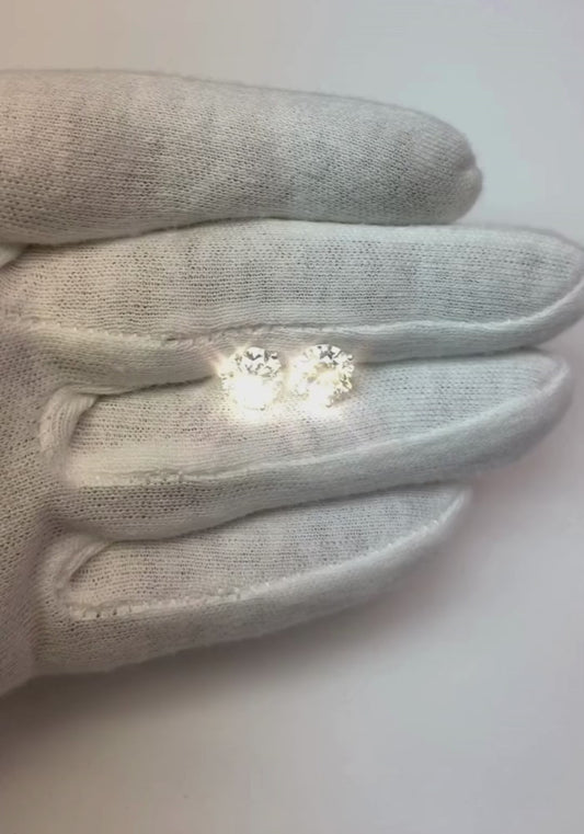 Orecchino a bottone con diamante solitario a taglio rotondo grande scintillante 5 ct. Oro 14K