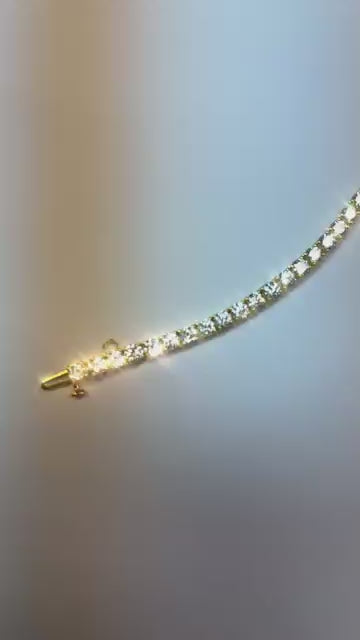 Bracciale Tennis Oro Giallo Vero Diamanti Naturali Autentici ( non creati in laboratorio ) Tondi 12 Carati 14K