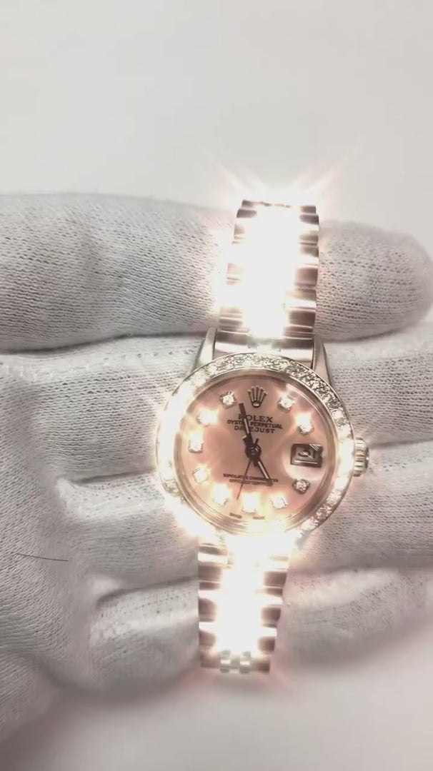 Orologio Rolex Datejust in acciaio inossidabile Bracciale giubileo Quadrante con diamanti Lunetta Donna