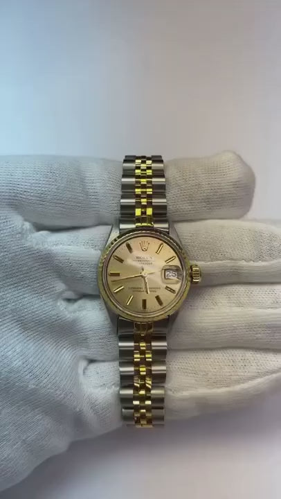 Orologio da donna Rolex Datejust con quadrante liscio e lunetta bicolore