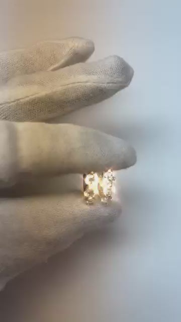 Orecchini A Cerchio Da Donna Con Vero Diamanti Naturali Autentici ( non creati in laboratorio ) Scintillanti Da 3 Carati Incastonati YG 14K