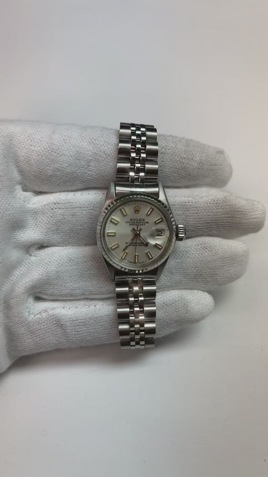 Quadrante bianco con quadrante Rolex Date Just acciaio inossidabile Orologio con lunetta scanalata Datejust