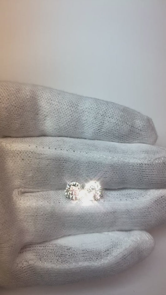 Gioielli Da Donna In Oro Bianco Con Orecchini A Bottone Con Naturale Diamanti Rotondi Da 2.20 Ct