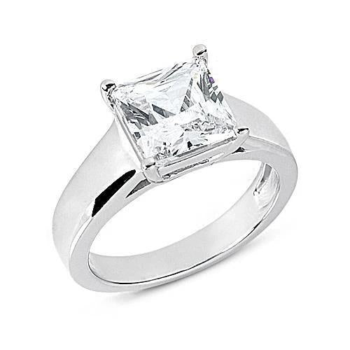 Diamante Princess Anello Monopietra in Oro Bianco 14K – vista principale