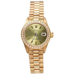 quadrante champagne bastone Rolex stile presidenziale orologio Datejust lunetta in oro