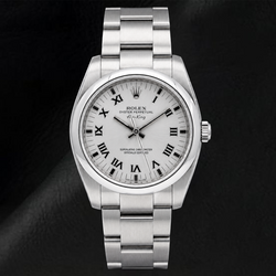 Rolex Air-King 34mm 114200 Orologio in Acciaio Inossidabile Quadrante Argento con Numeri Romani Bracciale Oyster