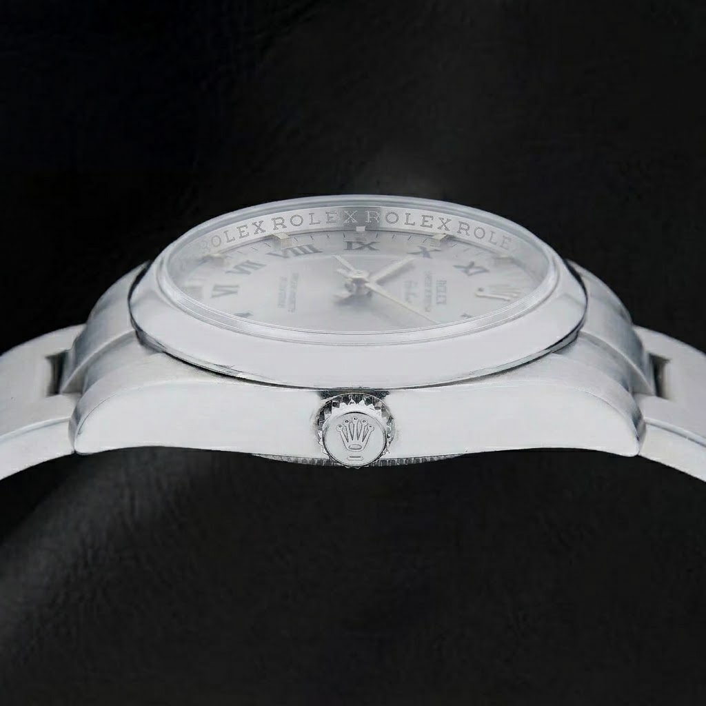 Rolex Air-King 34mm 114200 Orologio in Acciaio Inossidabile Quadrante Argento con Numeri Romani Bracciale Oyster