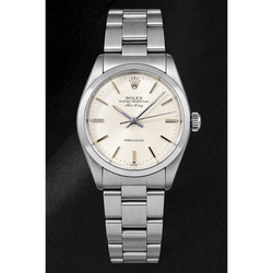 Rolex Air-King 5500 34 mm Orologio in Acciaio Inossidabile con Quadrante con Indici a Bastone Argento