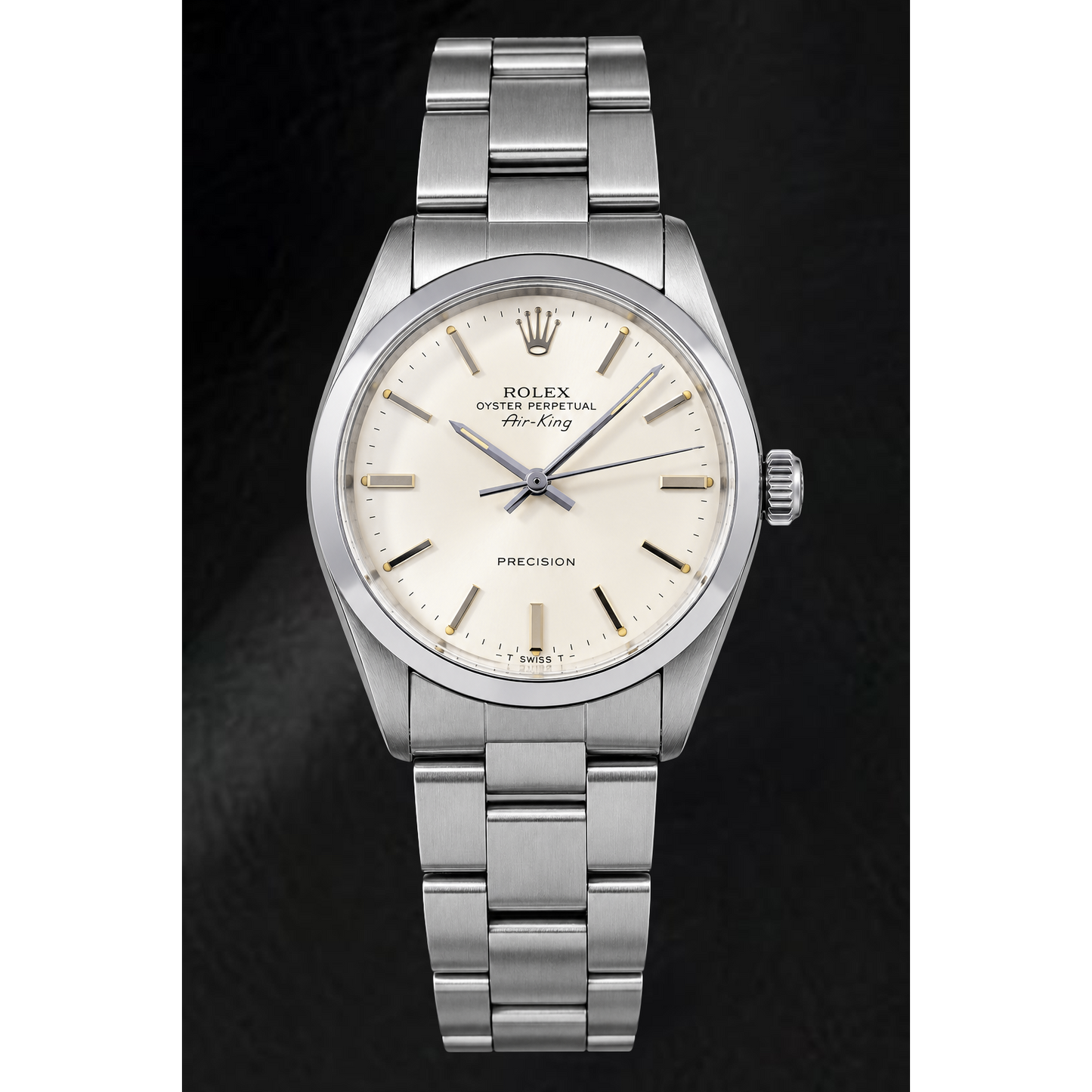 Rolex Air-King 5500 34 mm Orologio in Acciaio Inossidabile con Quadrante con Indici a Bastone Argento