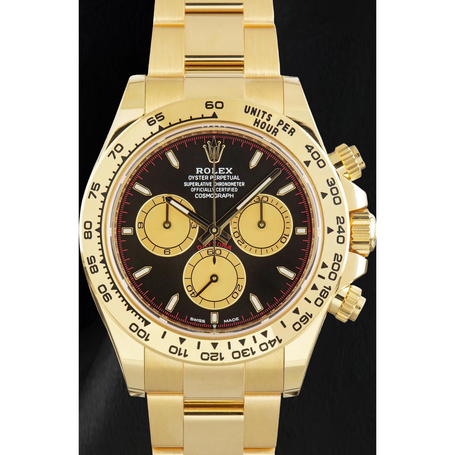 Rolex Cosmograph Daytona 126508 Orologio 40 mm in Oro Giallo con Quadrante Nero