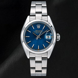 Rolex Date 26mm 6916 Orologio in Acciaio Inossidabile con Quadrante Blu e Lunetta Liscia