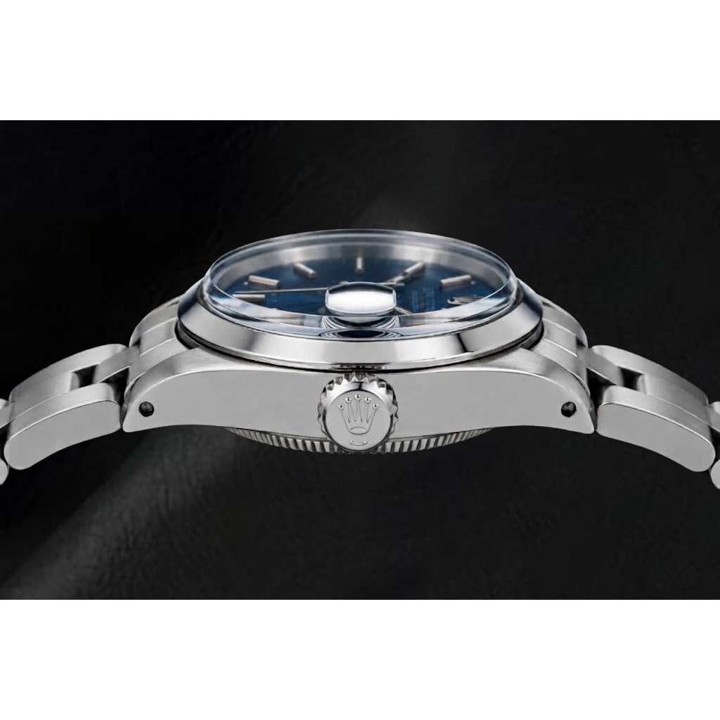 Rolex Date 26mm 6916 Orologio in Acciaio Inossidabile con Quadrante Blu e Lunetta Liscia
