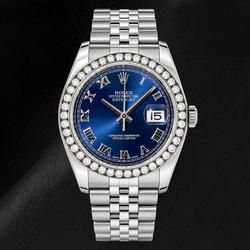 Rolex Datejust 116200 36 mm Orologio in Acciaio Inossidabile con Quadrante Blu con Numeri Romani