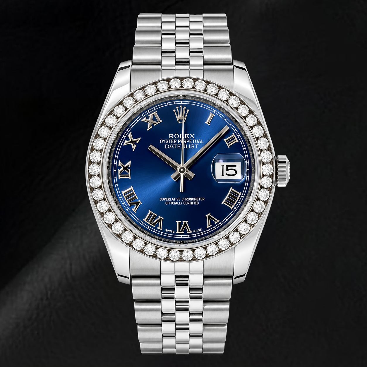 Rolex Datejust 116200 36 mm Orologio in Acciaio Inossidabile con Quadrante Blu con Numeri Romani