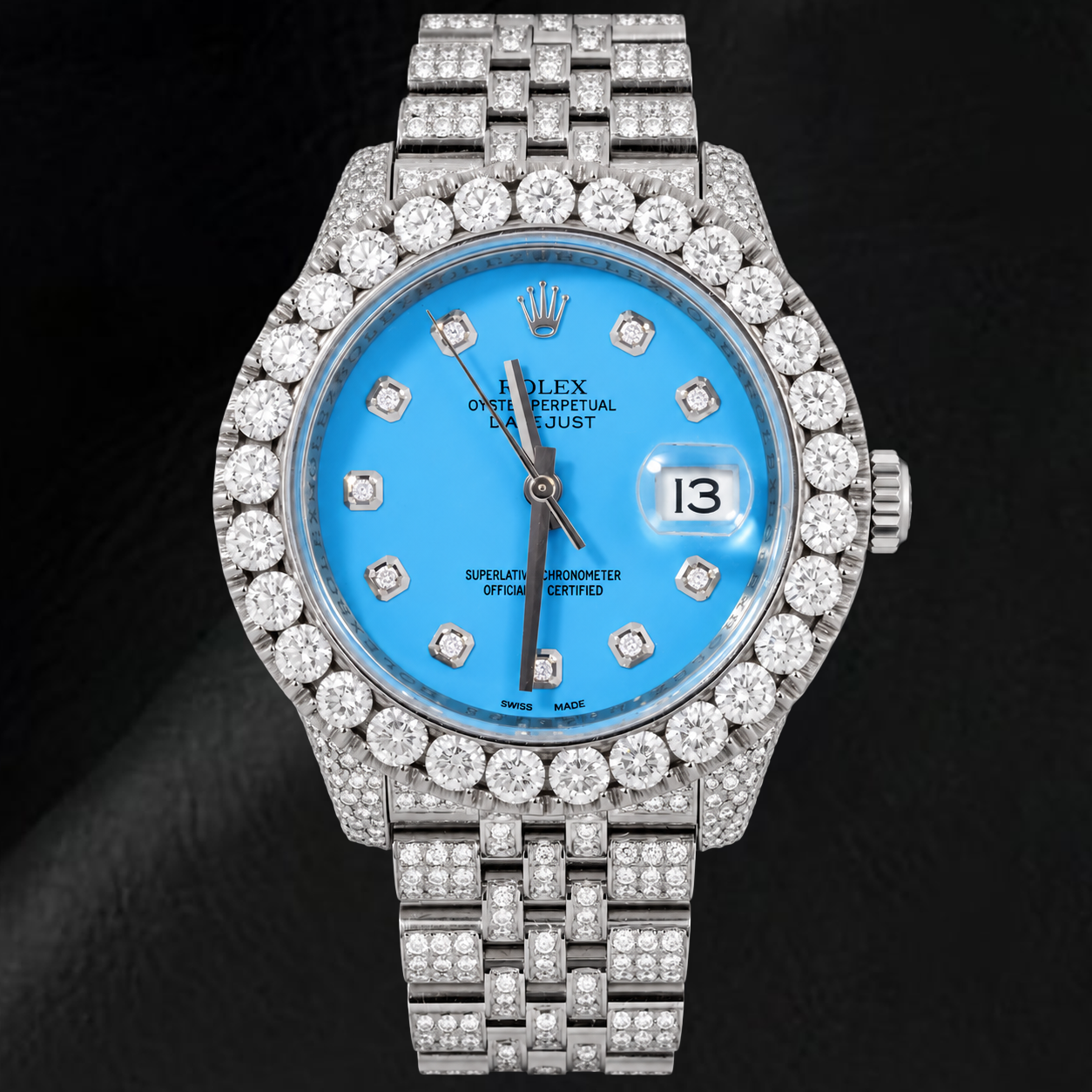Rolex Datejust 116200 36 mm Orologio in Acciaio Inossidabile con Quadrante con Diamanti Blu Ghiaccio