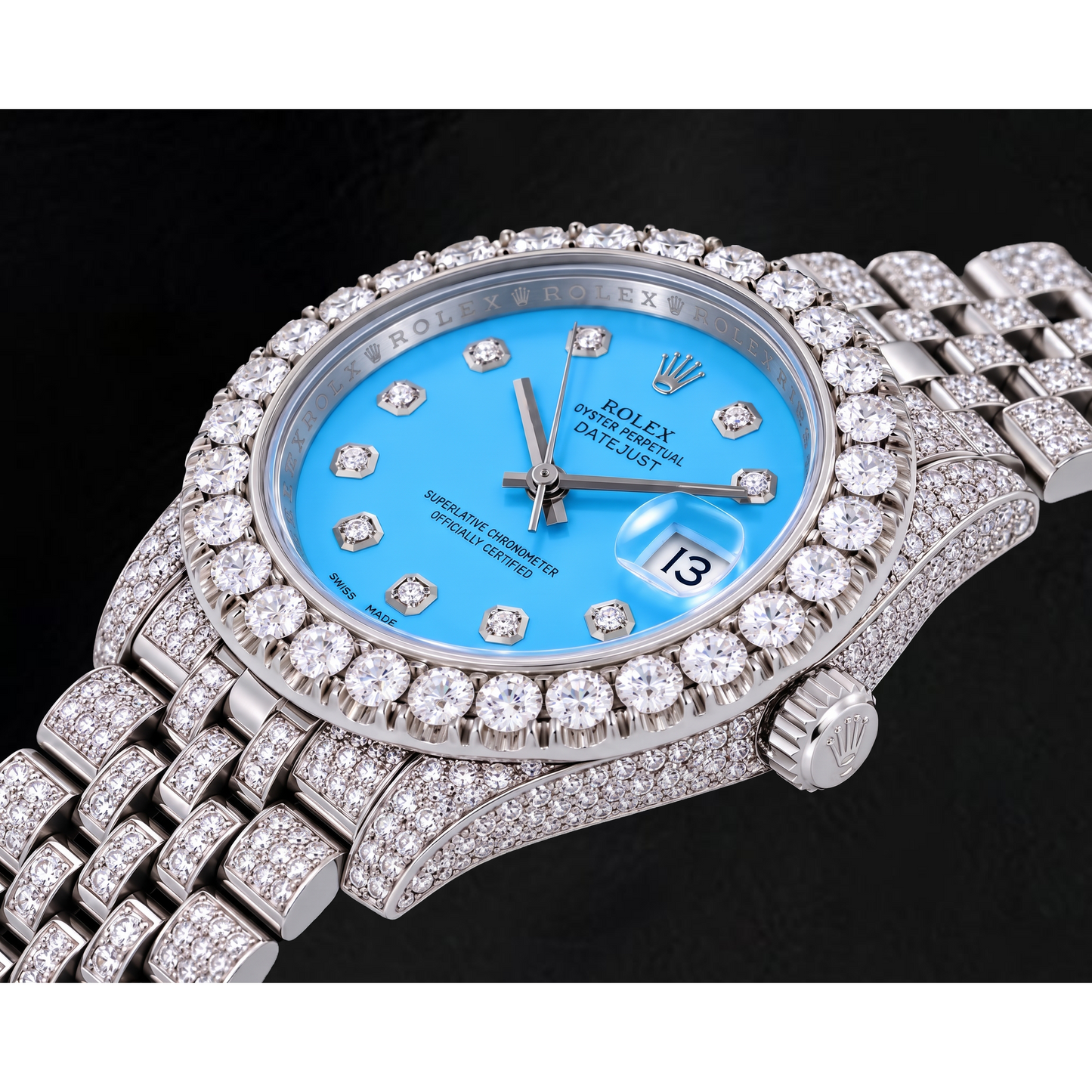 Rolex Datejust 116200 36 mm Orologio in Acciaio Inossidabile con Quadrante con Diamanti Blu Ghiaccio
