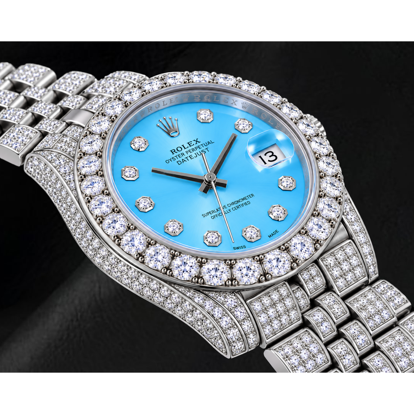Rolex Datejust 116200 36 mm Orologio in Acciaio Inossidabile con Quadrante con Diamanti Blu Ghiaccio