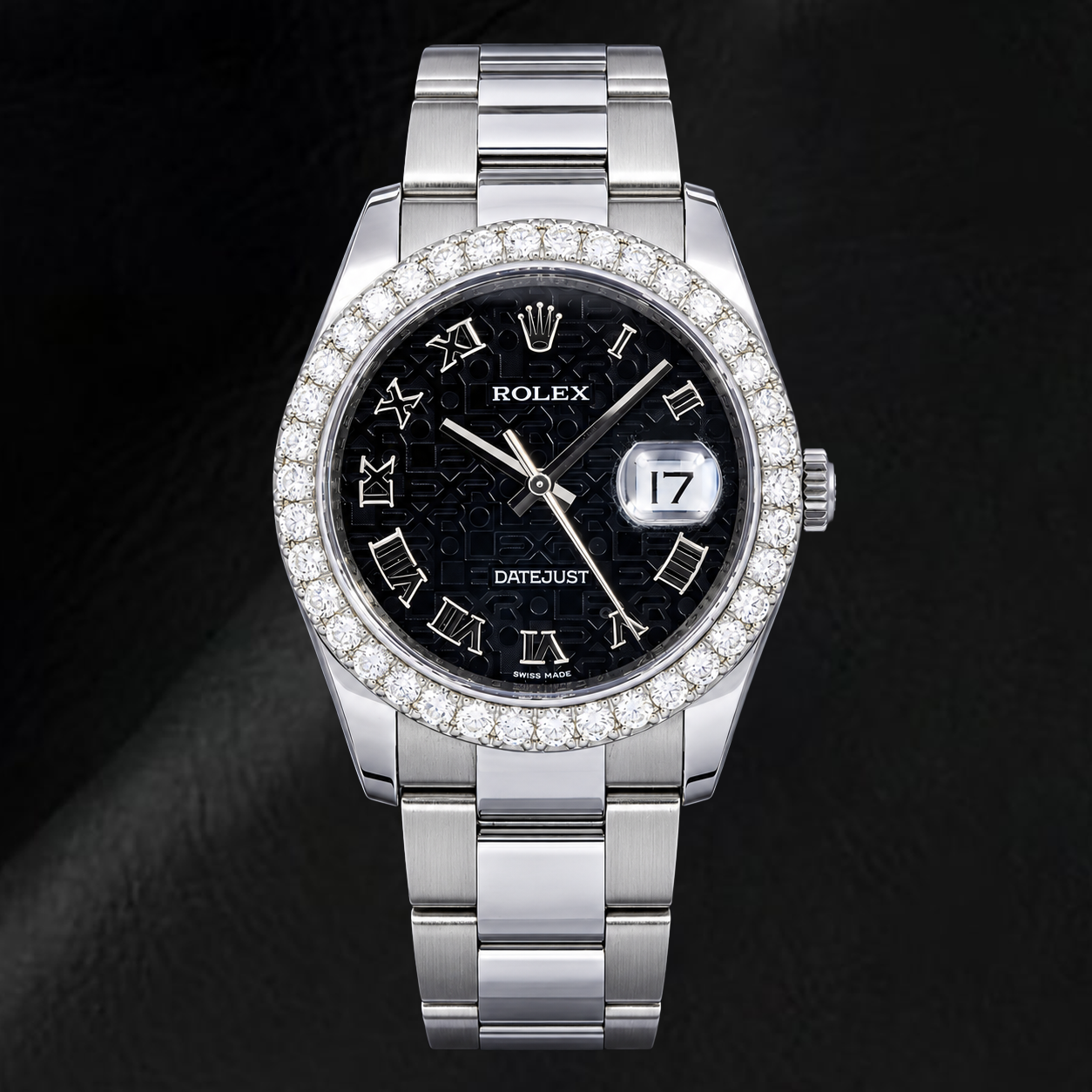 Rolex Datejust 116200 36 mm Orologio in Acciaio Inossidabile con Quadrante Jubilé Nero con Numeri Romani