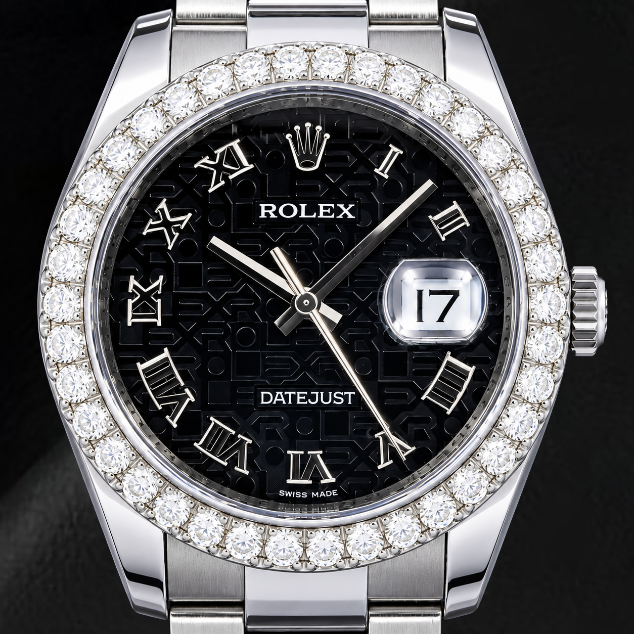 Rolex Datejust 116200 36 mm Orologio in Acciaio Inossidabile con Quadrante Jubilé Nero con Numeri Romani