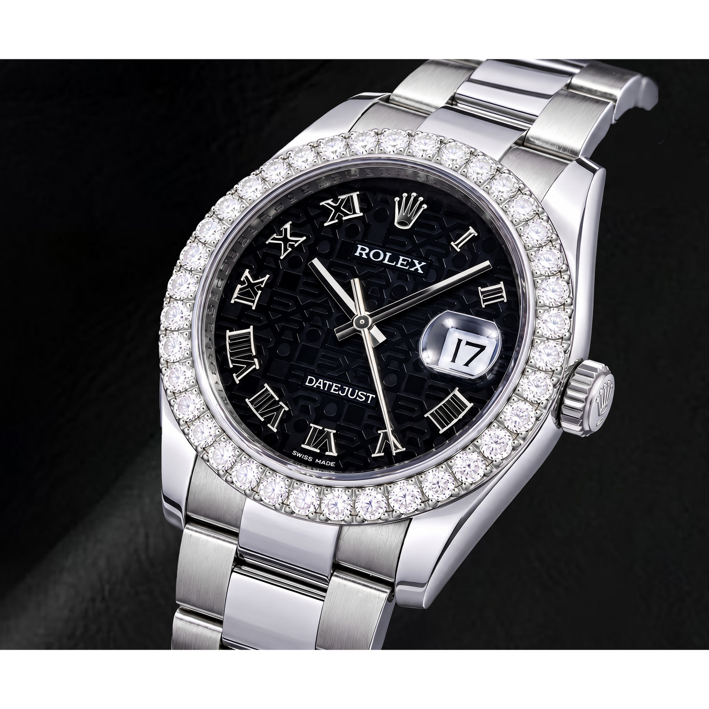 Rolex Datejust 116200 36 mm Orologio in Acciaio Inossidabile con Quadrante Jubilé Nero con Numeri Romani