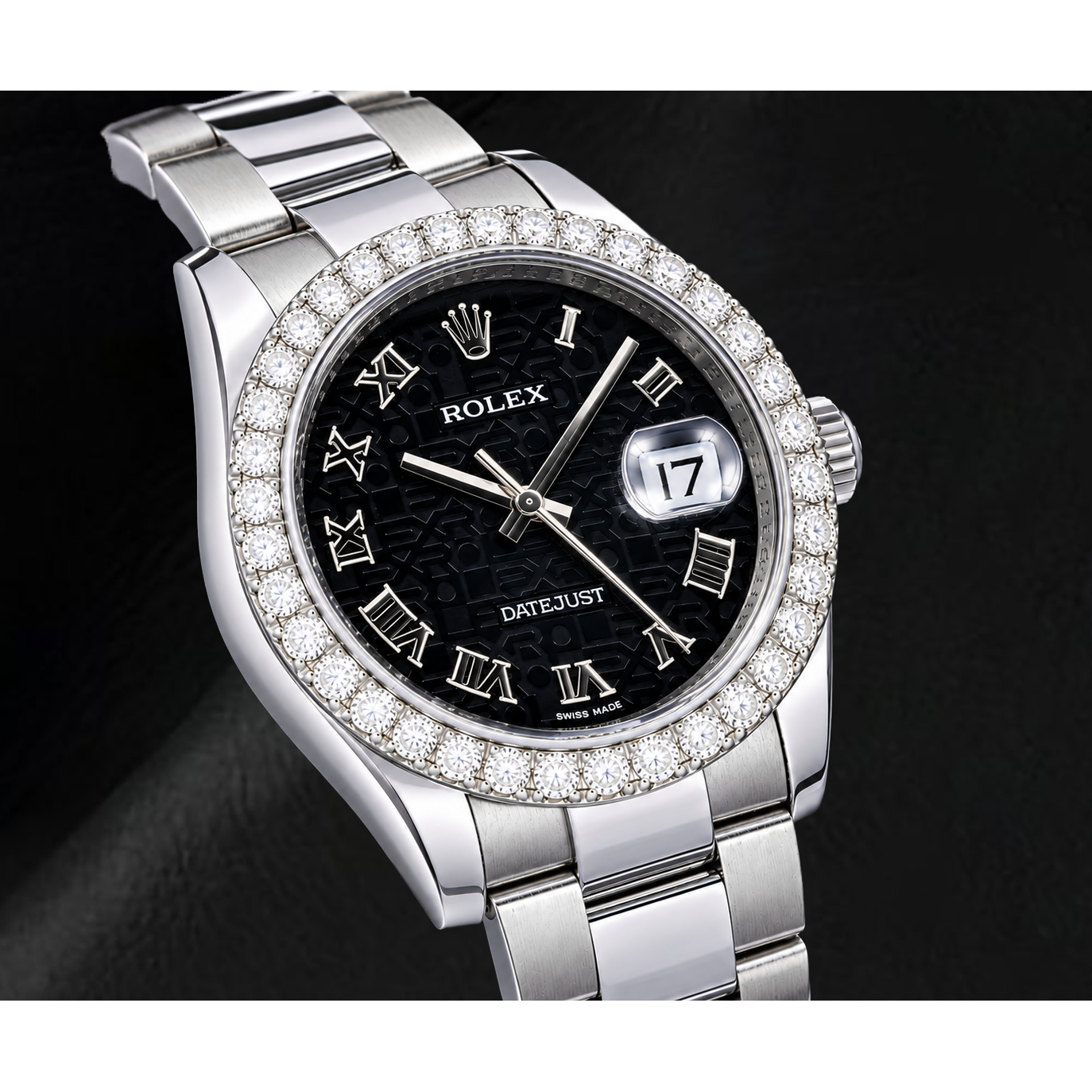 Rolex Datejust 116200 36 mm Orologio in Acciaio Inossidabile con Quadrante Jubilé Nero con Numeri Romani