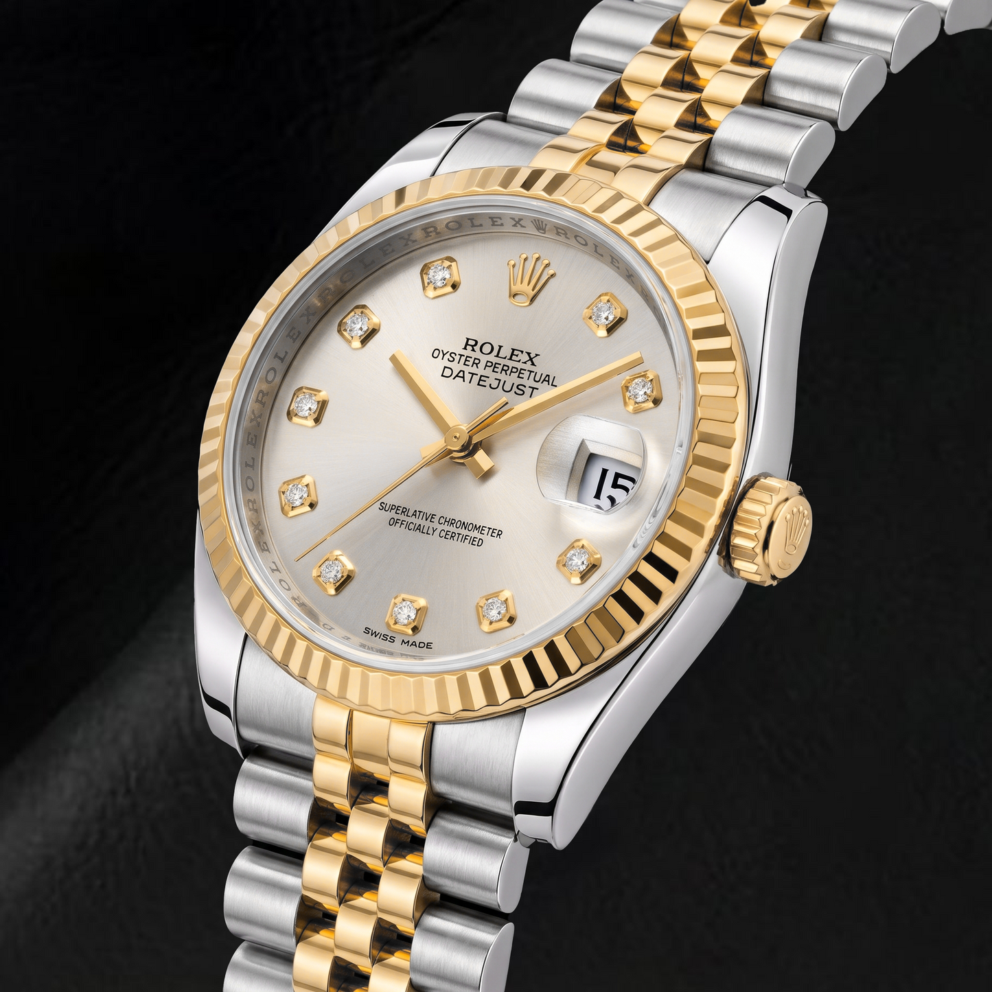 Rolex Datejust 116233 36 mm Orologio Bicolore Quadrante Argento con Diamanti