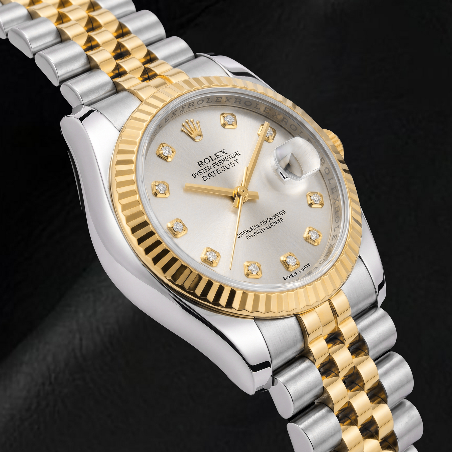Rolex Datejust 116233 36 mm Orologio Bicolore Quadrante Argento con Diamanti