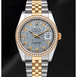 Rolex Datejust 116233 Orologio Bicolore 36 mm Quadrante con Diamanti Argento