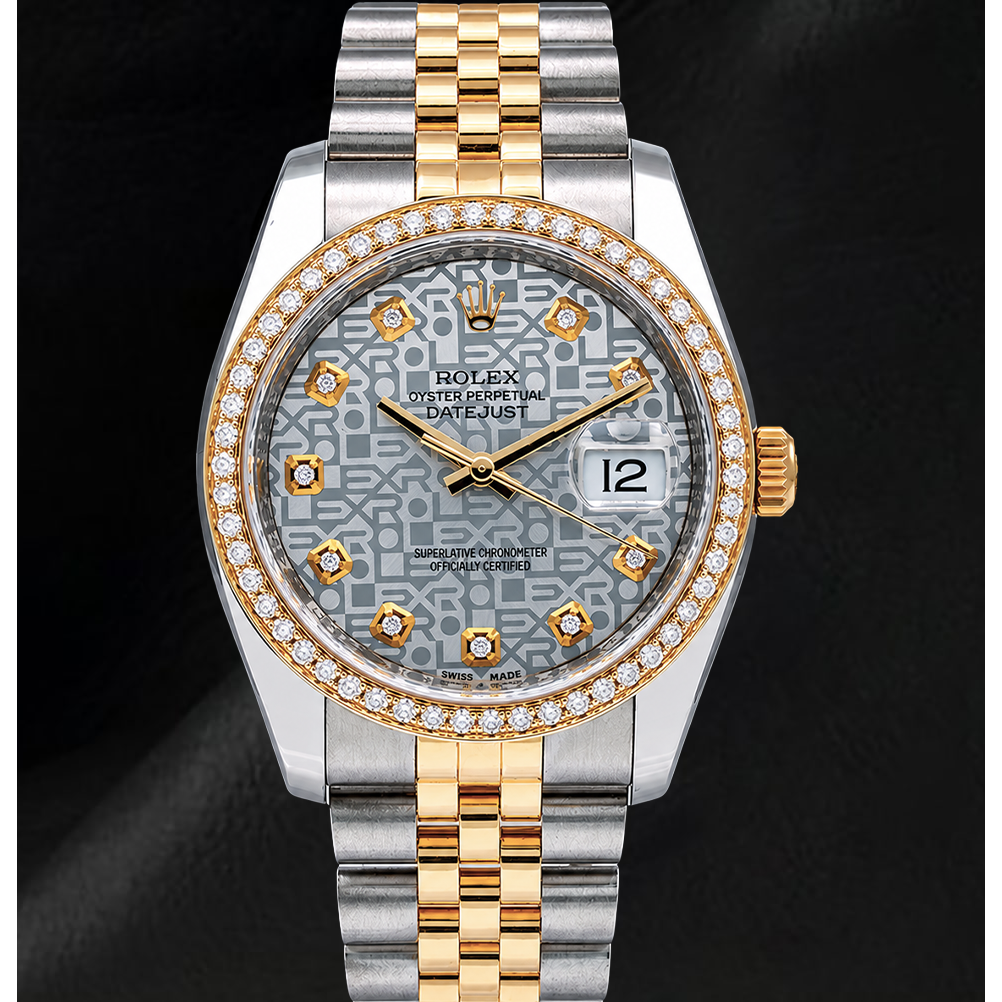 Rolex Datejust 116233 Orologio Bicolore 36 mm Quadrante con Diamanti Argento