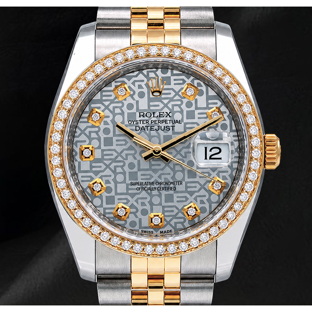 Rolex Datejust 116233 Orologio Bicolore 36 mm Quadrante con Diamanti Argento