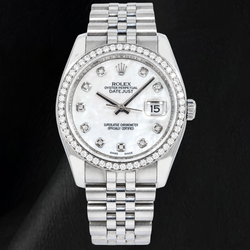 Rolex Datejust 116234 36 mm Orologio in Acciaio Inossidabile con Quadrante con Diamanti in Madreperla Bianca