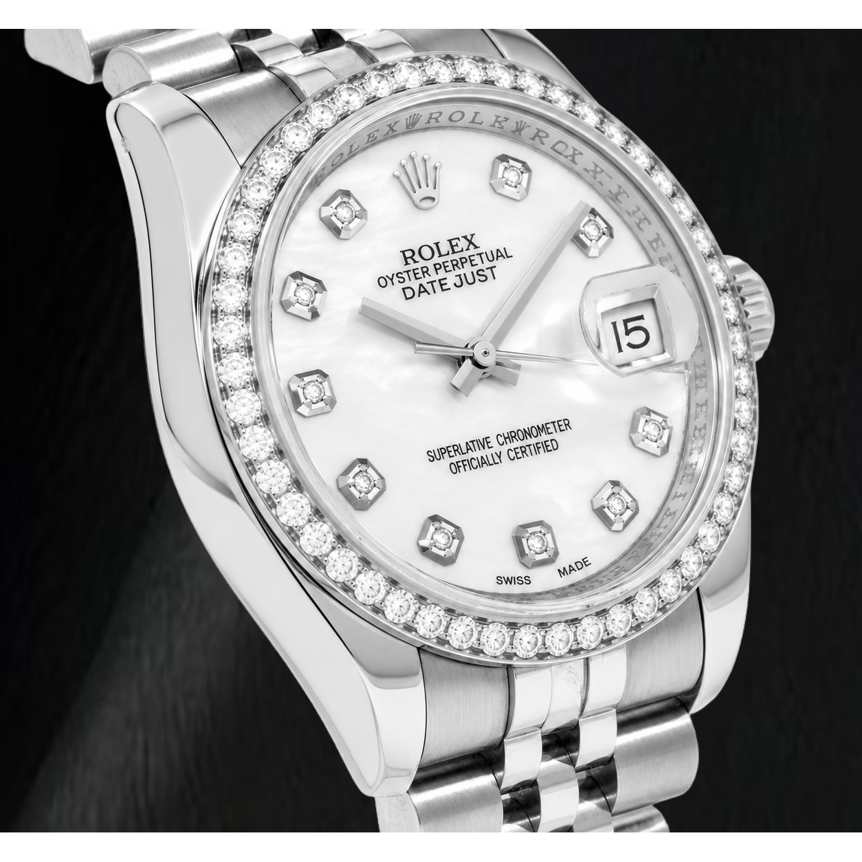 Rolex Datejust 116234 36 mm Orologio in Acciaio Inossidabile con Quadrante con Diamanti in Madreperla Bianca