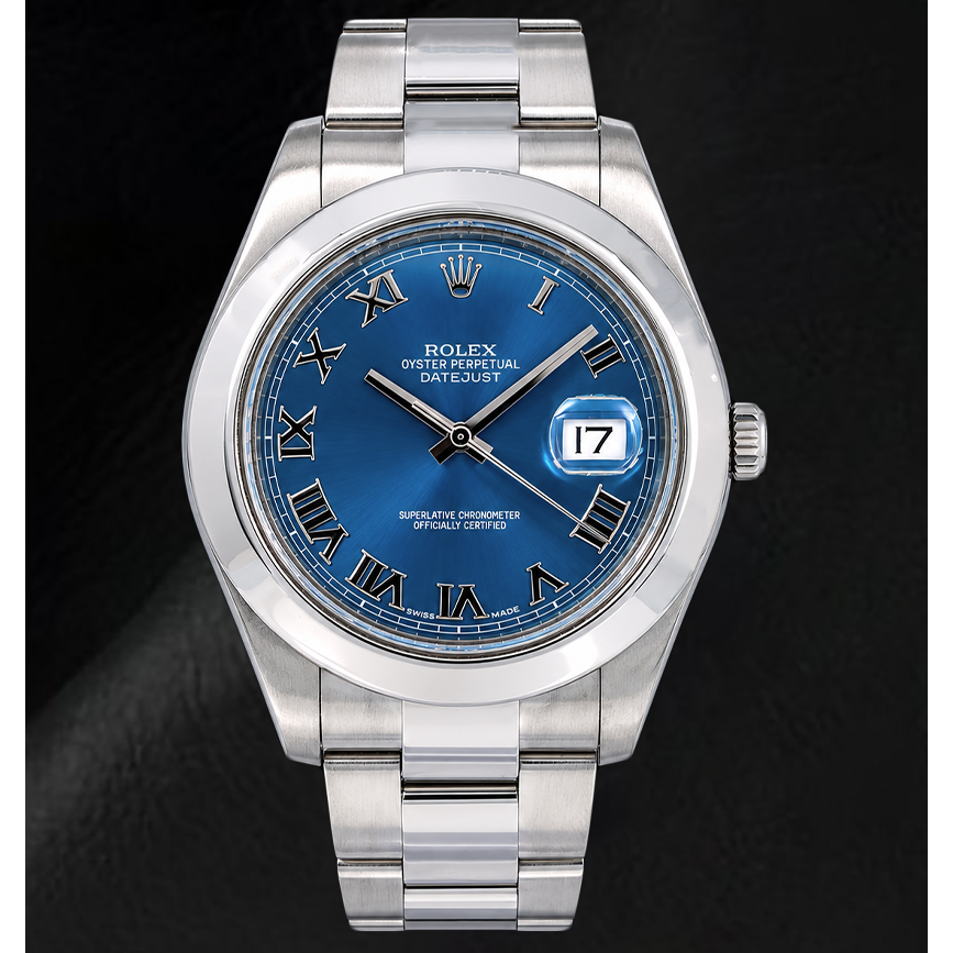 Rolex Datejust 116300 41 mm Orologio in Acciaio Inossidabile con Quadrante Blu con Numeri Romani