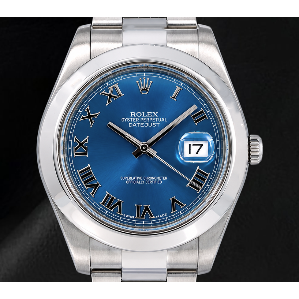 Rolex Datejust 116300 41 mm Orologio in Acciaio Inossidabile con Quadrante Blu con Numeri Romani