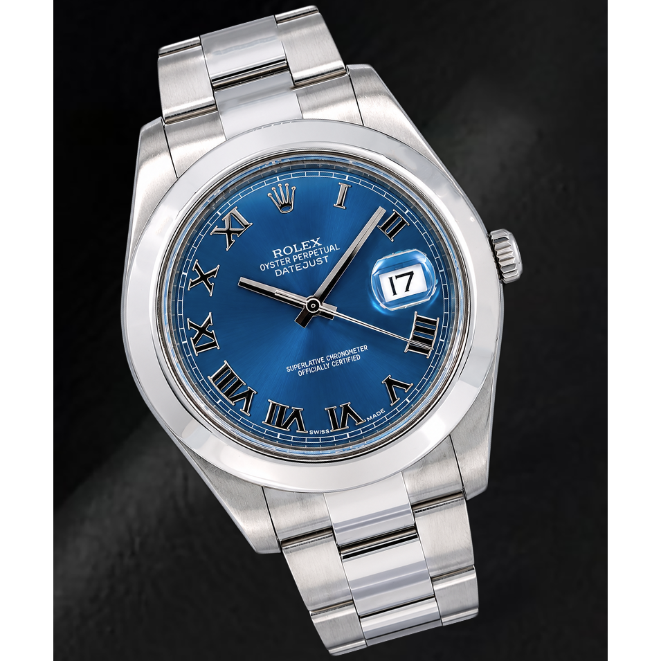 Rolex Datejust 116300 41 mm Orologio in Acciaio Inossidabile con Quadrante Blu con Numeri Romani