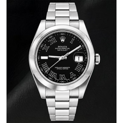 Rolex Datejust 116300 41 mm Orologio in Acciaio Inossidabile con Quadrante Nero con Numeri Romani