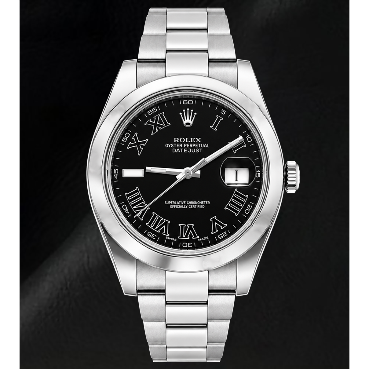 Rolex Datejust 116300 41 mm Orologio in Acciaio Inossidabile con Quadrante Nero con Numeri Romani