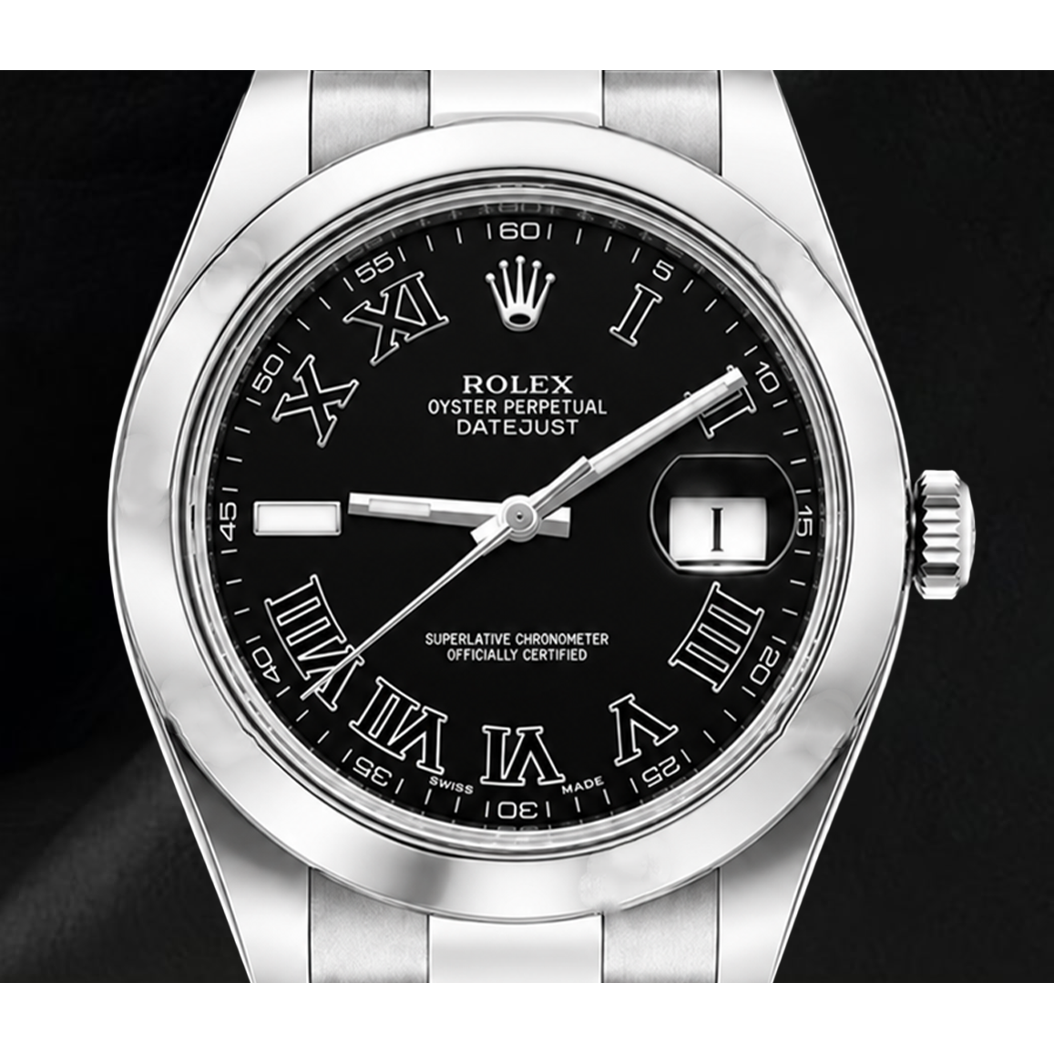 Rolex Datejust 116300 41 mm Orologio in Acciaio Inossidabile con Quadrante Nero con Numeri Romani