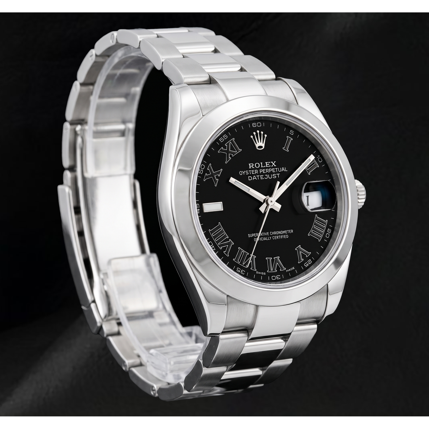 Rolex Datejust 116300 41 mm Orologio in Acciaio Inossidabile con Quadrante Nero con Numeri Romani