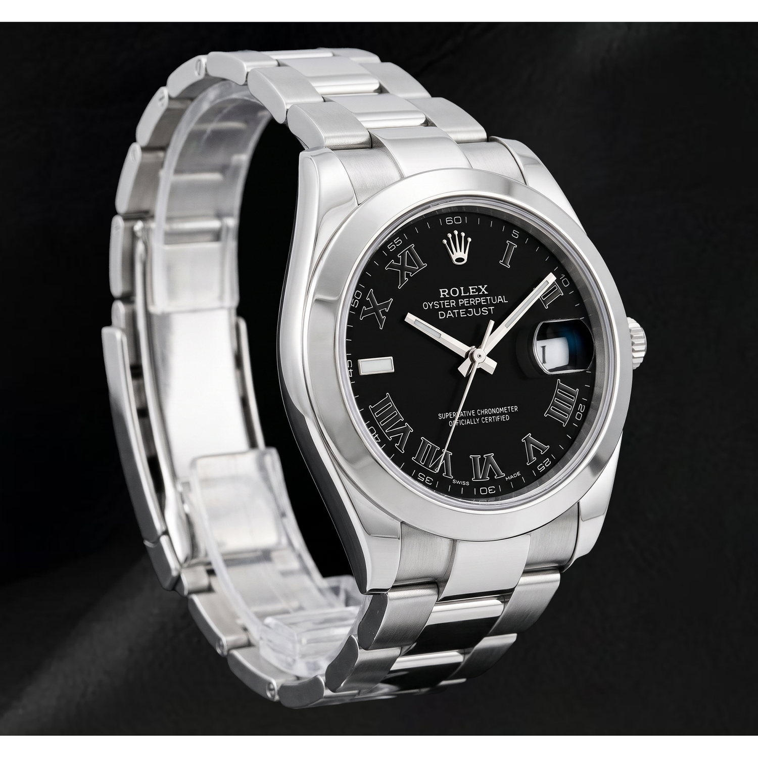 Rolex Datejust 116300 41 mm Orologio in Acciaio Inossidabile con Quadrante Nero con Numeri Romani